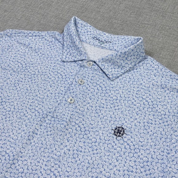 Draddy Sport Other - B. Draddy Sport Polo Shirt Mens Medium Blue Geometric Nylon Spandex Collared